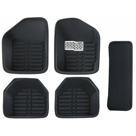 Tapis de sol de voiture Universel cuir Noir 5 pieces resistant Resistant a l'usure Facile a nettoyer