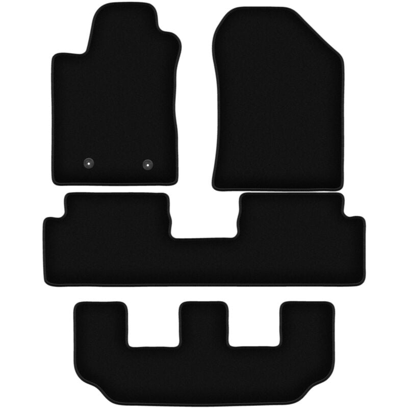 Tapis de sol en velours noir BASIC pour Toyota Corolla Verso II 7 personnes (2004-2009)