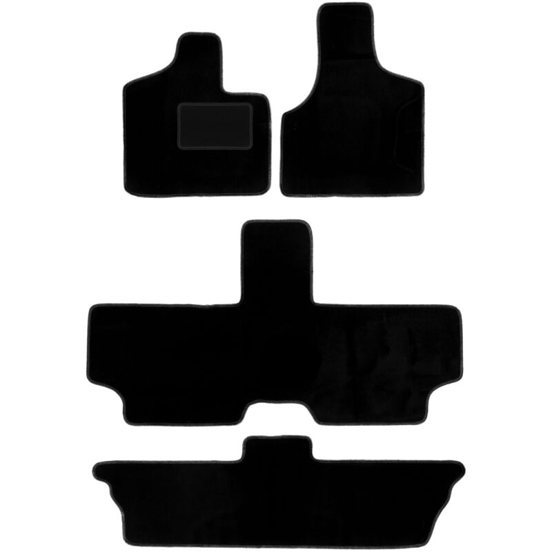 Tapis de sol en velours noir pour : Chrysler Grand Voyager III 7 places (2001-2007)