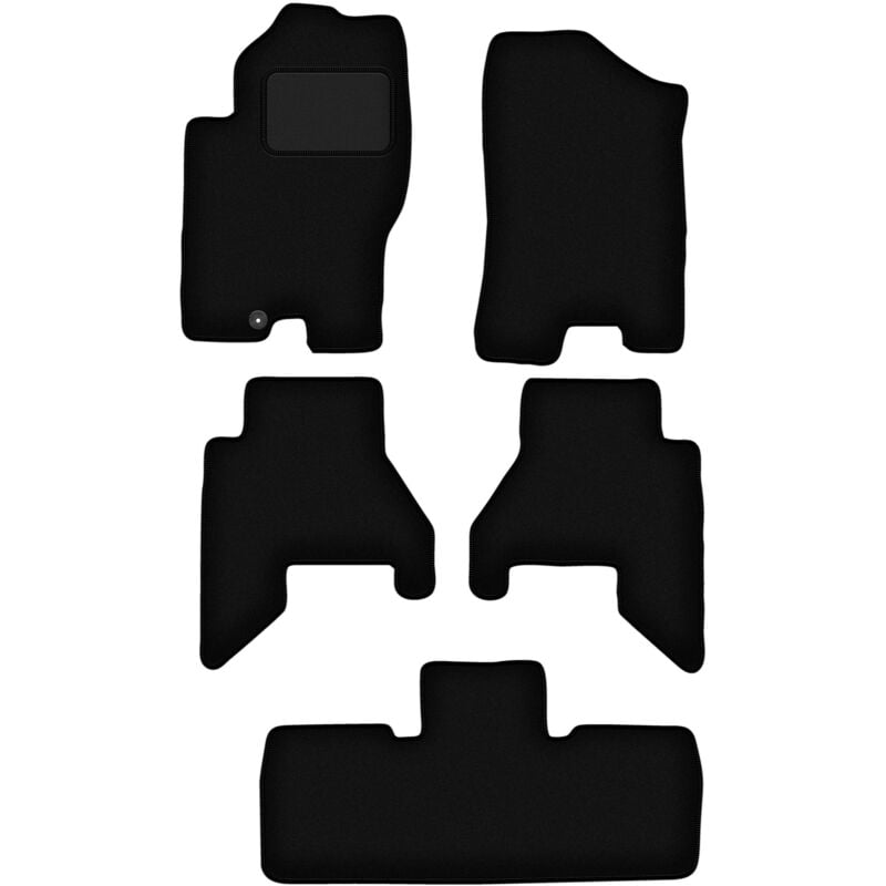 Tapis de sol en velours noir pour : Nissan Pathfinder 7 places (avant restylage) (2005-2010)