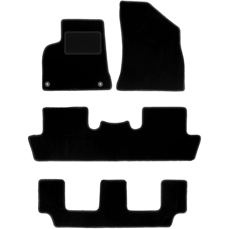 Tapis de sol en velours noir pour Peugeot 5008 I 7 places (2009-2017)