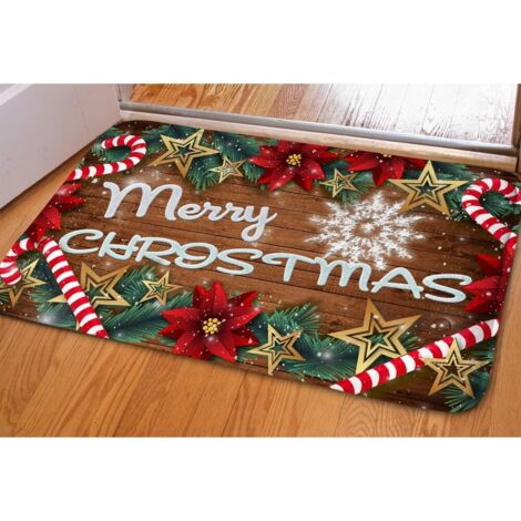 Tapis de sol flocon de neige pour Noël, doux et antidérapant, idéal pour l'entrée, la décoration intérieure et extérieure de la chambre.