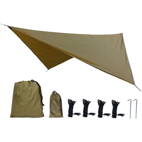 Tapis de sol imperméable 210T polyester pour camping, hamac et tonnelle (beige clair)