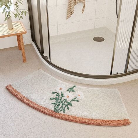 Tapis de sol incurvé et absorbant, tapis de ventilation, paillasson de douche, tapis de toilette, tapis de salle de bain, tapis antidérapant, motif marguerite