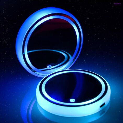 Tapis de sol lumineux LED pour porte-gobelet de voiture avec port USB et éclairage d'ambiance antidérapant, 7 couleurs RGB, avec charge automatique.