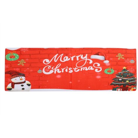 Tapis de sol porte d'entrée en flanelle 40x120 cm, motif sapin et bonhomme de neige décoratif, antidérapant et absorbant pour Noël
