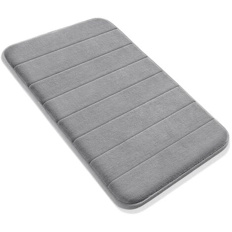 BISBISOUS Tapis de sol pour salle de bain, en mousse à mémoire super absorbante et antidérapant, 6090cm (Gris)