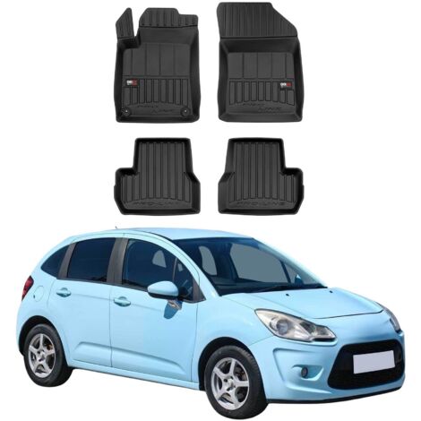 Tapis de Sol Voiture Compatible avec Citroen C3 2009-2017 Caoutchouc TPE Noir