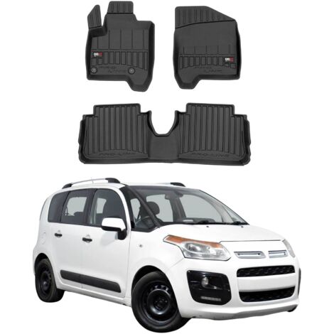 Tapis de Sol Voiture Compatible avec Citroen C3 Picasso 2009-2016 Caoutchouc TPE Noir
