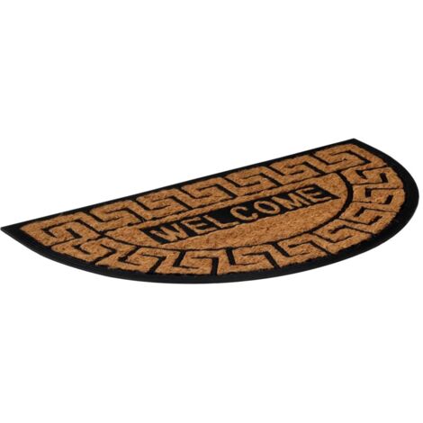 Tapis de sol，Tapis de porte demi-rond 45x75 cm caoutchouc et fibre de coco CFW213325