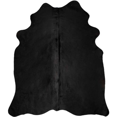 Tapis de sol，Tapis en peau de vache véritable noir 180x220 cm CFW509865