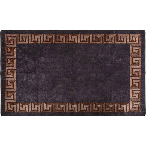 Tapis de sol，Tapis lavable antidérapant 120x180 cm noir et doré CFW534211