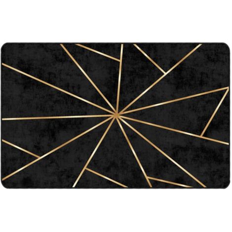 Tapis de sol，Tapis lavable noir et doré 190x300 cm antidérapant CFW197864