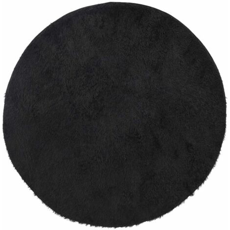 Tapis de sol，Tapis shaggy à poils longs NAVARRA noir 200x200 cm polyester CFW384908
