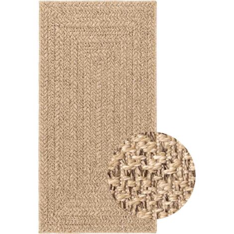 Tapis de sol,Tapis ZIZUR beige 80x250 cm aspect de jute intérieur extérieur CFW830049