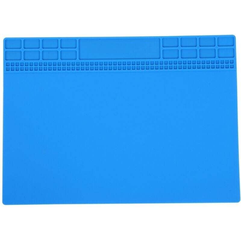 Image of Tapis De Soudage Silicone Résistant À La Chaleur 350x250x4mm Pour Électronique Outils Bleu Foncé
