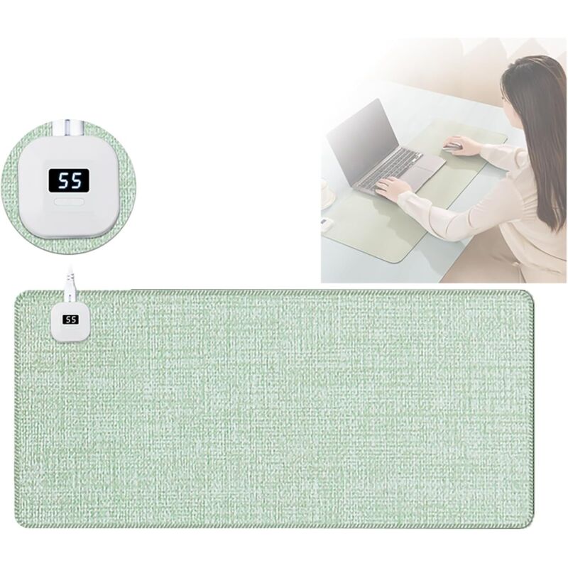 Tapis de Souris Chauffant, Tapis de Souris Chauffant Intelligent et étanche, Tapis de Bureau Chaud électrique avec 5 Niveaux de Chauffage et arrêt