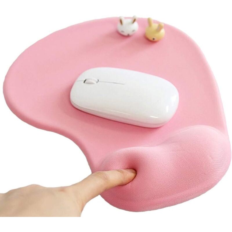 Tapis de souris de bureau avec repose-poignet en gel - Tapis de souris de jeu ergonomique repose-poignet (01Pink)