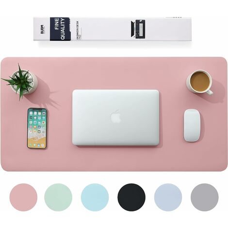 Tapis de Souris de Bureau Multifonctionnel, 80 x 40 cm Tapis de Bureau en Cuir PU Imperméable, Tapis de Souris Ultra-Mince, Tapis de Bureau Antidérapant, pour Bureau et Maison-Rose