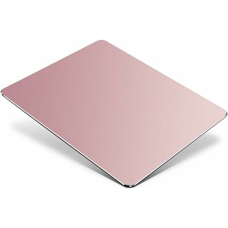 Tapis de Souris en Aluminium en Métal, Ultra mince Anti-dérapant étanche alliage d'aluminium Surface et PU cuir, Mouse Pad Contrôle Rapide et précis pour Les Jeux, Le Bureau, 23x18cm,Rose