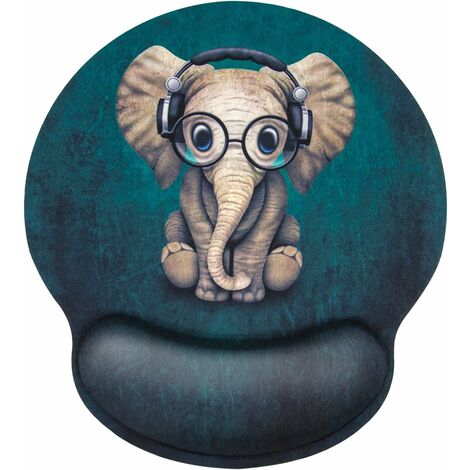 Tapis de Souris Ergonomique avec Repose-Poignet en Gel - Soulage la Douleur-Motif Mignon Vert - avec écouteurs-Base en Caoutchouc antidérapant-Convient pour Ordinateur,Bureau,Maison 25X23cm