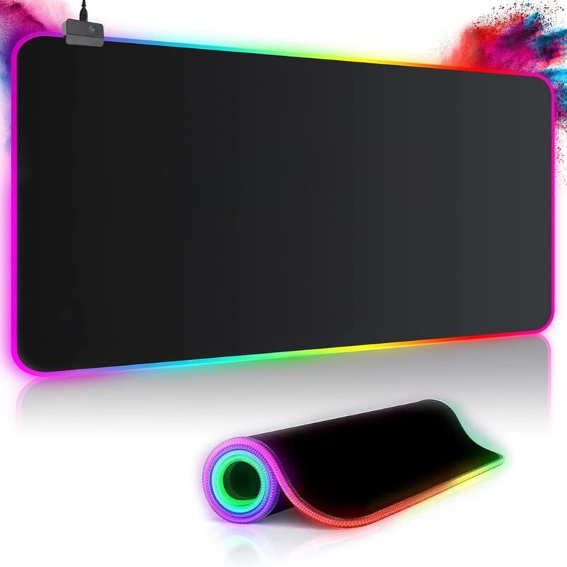 Tapis de Souris Gaming rgb (800 x 300 mm), étanche, antidérapant, résistant à l'usure pour Ordinateur, pc