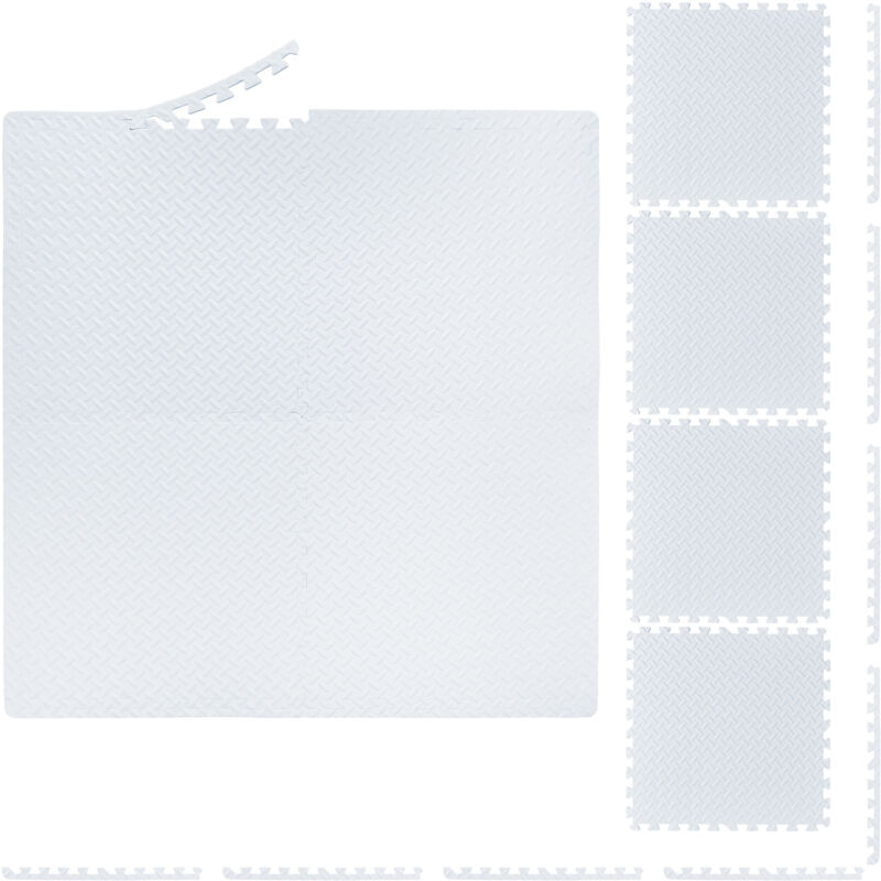 16x Tapis de sport, 60x60 cm, eva, surface totale 6 m², protection, pour appareils de fitness, blanc