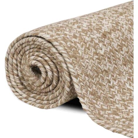 Tapis de surface Rectangulaire Naturel et Blanc 60 x 110 cm