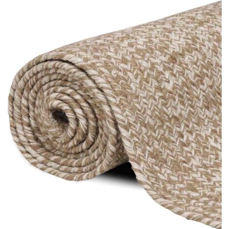 Tapis de surface Rectangulaire Naturel et Blanc 80 x 300 cm
