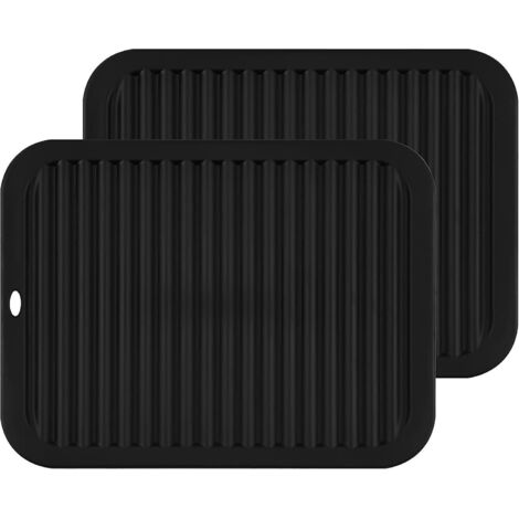 tapis De Table En Silicone 2 Pices Pour Tapis Chauffant (noir), Tampon Sec Polyvalent Antidrapant, Flexible, Durable, Rsistant  La Chaleur