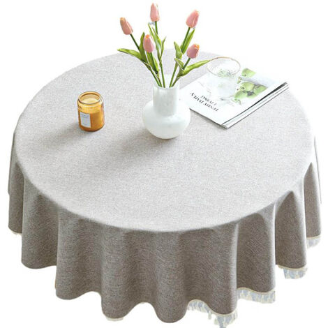 Tapis de table ronds, lavables, en tissu mélangé lin-coton, résistant aux plis.
