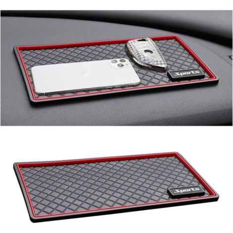 Tapis De Tableau De Bord Antidérapant pour Voiture, Tapis Antidérapant Universel pour Tableau Bord, Voiture Dash Mat Anti-Slip Lunettes Soleil GPS avec Clé(Texture à Carreau)