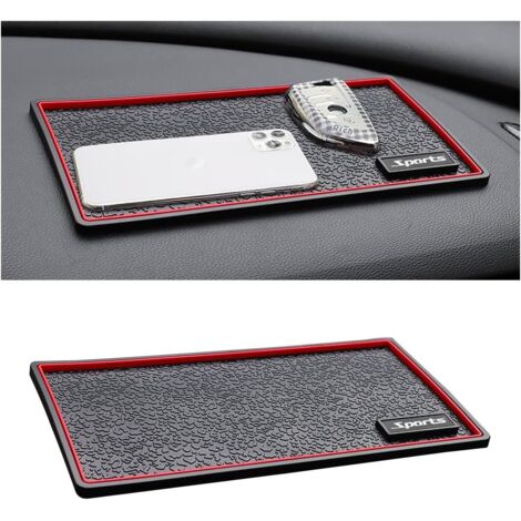 Tapis De Tableau De Bord Antidérapant pour Voiture, Tapis Antidérapant Universel pour Tableau Bord, Voiture Dash Mat Anti-Slip Lunettes Soleil GPS avec Clé(Texture Cuir)