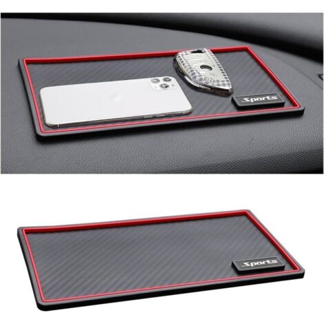 Tapis De Tableau De Bord Antidérapant pour Voiture, Tapis Antidérapant Universel pour Tableau Bord, Voiture Dash Mat Anti-Slip Lunettes Soleil GPS avec Clé(Texture Fibre Carbone)