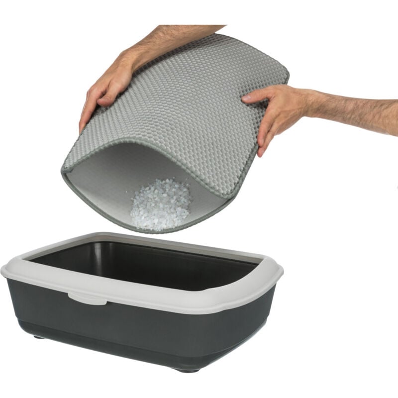 Tapis tamis pour bac à litière 40 × 55 cm noir ou gris pour chat Trixie