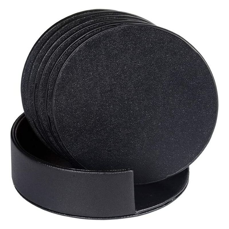 Bares - Tapis de tasse en cuir PU avec support antidérapant et essuyant sous-verres pour thé et café ensemble de 6