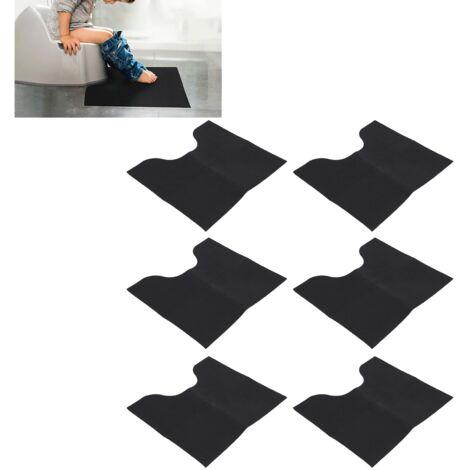 Tapis de toilette adaptable en forme U, gris foncé, lavable et réutilisable pour l'apprentissage de la propreté et la protection des sols - 6 pièces