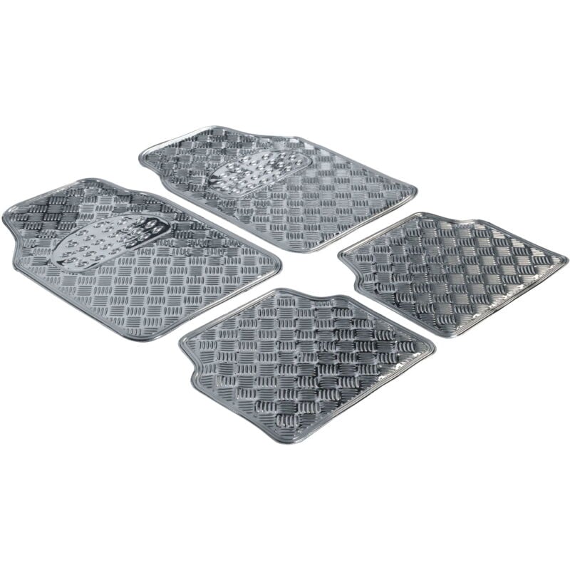Tapis de voiture en caoutchouc Plaque de contrôle métallique aspect argent maxi