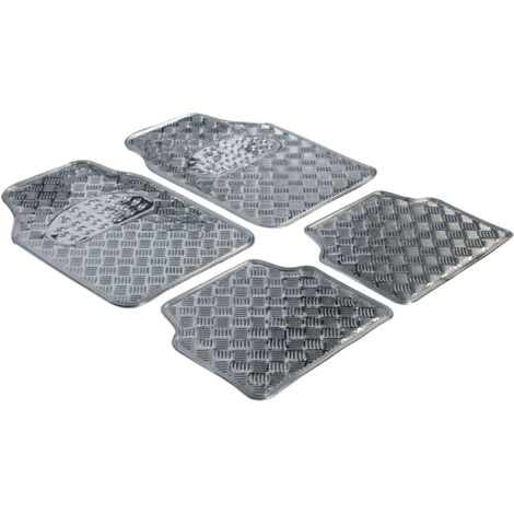 Tapis de voiture en caoutchouc Plaque de contrôle métallique aspect argent maxi