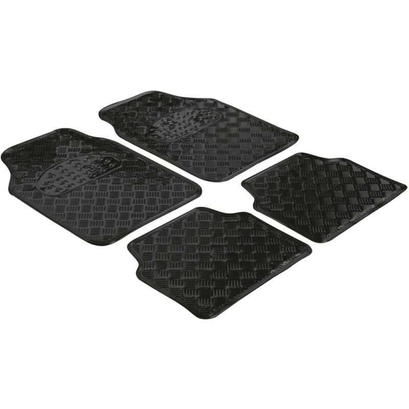 Tapis de voiture en caoutchouc Plaque de contrôle métallique look noir maxi