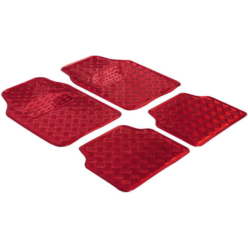 Tapis de voiture en caoutchouc Plaque de contrôle métallique look rouge maxi