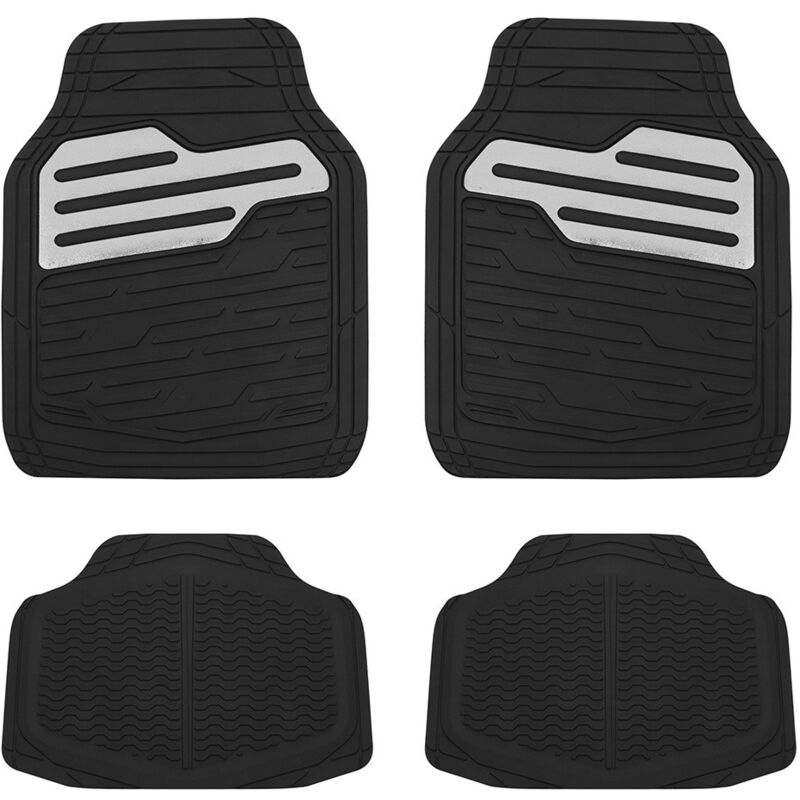 Tapis de voiture en caouthcouc, set universel - Noir / Gris carbone