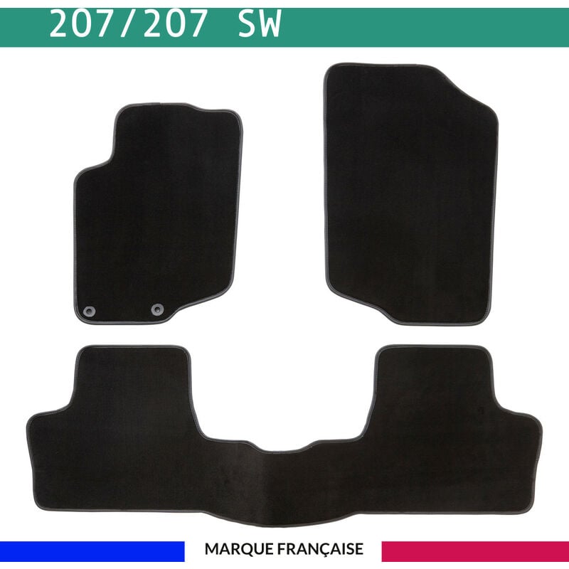 Tapis de voiture - Sur Mesure pour 207 / 207 sw / 207+ (2006 - 2014) - 3 pièces - Tapis de sol antidérapant pour automobile