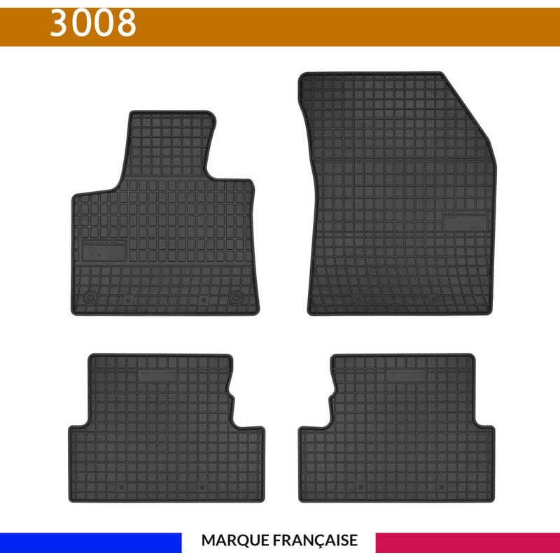 Autosweet - Tapis de voiture - Sur Mesure pour 3008 (2016 - 2020) - 4 pièces - Tapis de sol antidérapant pour automobile - Souple