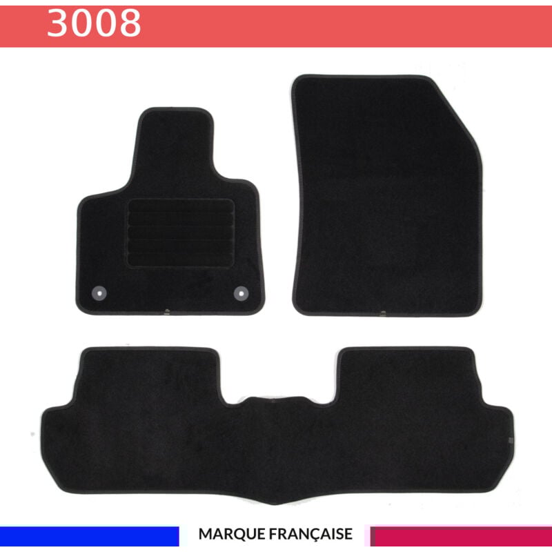 Tapis de voiture - Sur Mesure pour 3008 (dès 12/2020) - 3 pièces - Tapis de sol antidérapant pour automobile