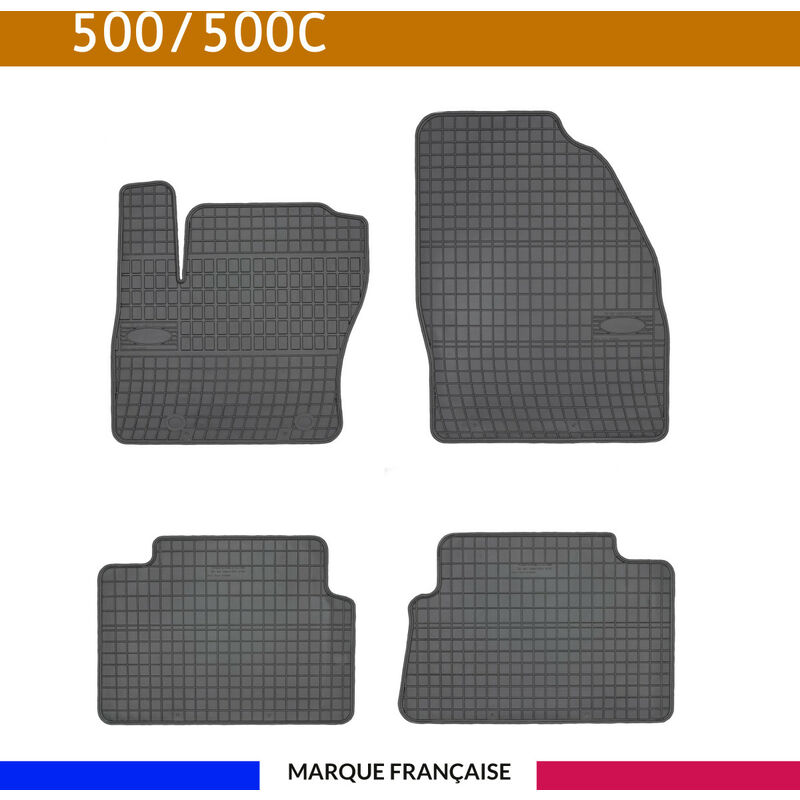 Autosweet - Tapis de voiture - Sur Mesure pour 500 (dès 2007) - 4 pièces - Tapis de sol antidérapant pour automobile - Souple