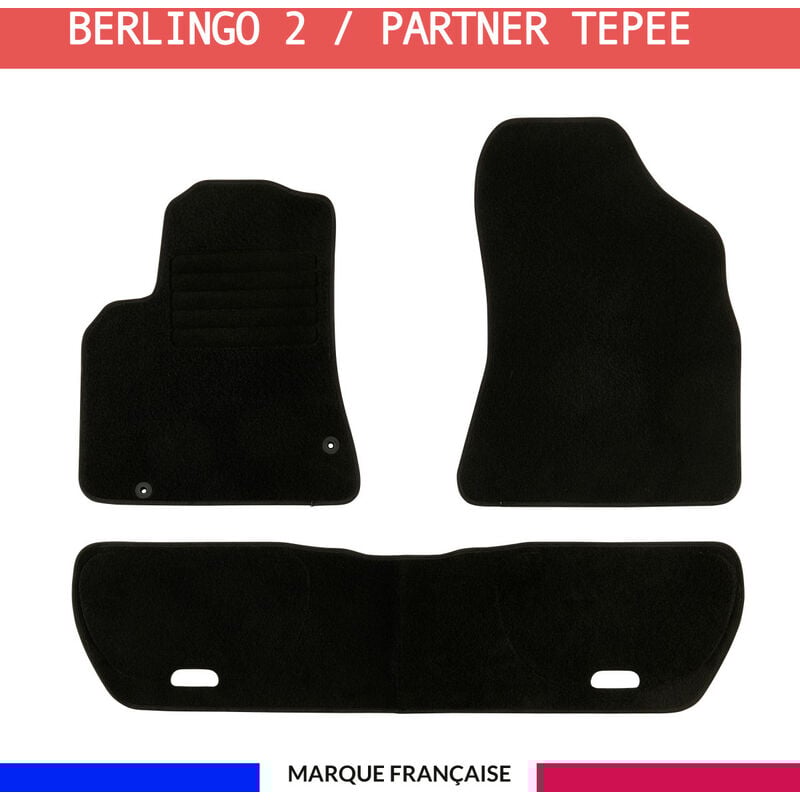 Tapis de voiture - Sur Mesure pour berlingo 2 / partner tepee (2008 - 2018) - 3 pièces - Tapis de sol antidérapant pour automobile