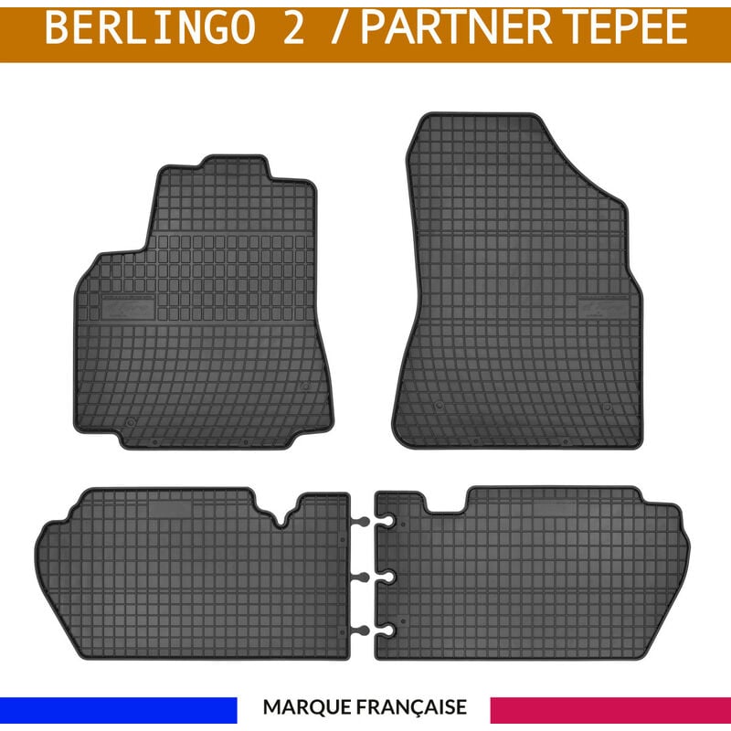 Tapis de voiture - Sur Mesure pour berlingo 2 / partner tepee (2008 - 2018) - 4 pièces - Tapis de sol auto antidérapant - Souple