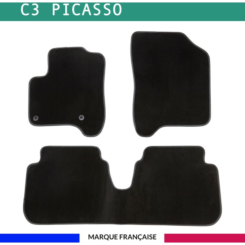 Tapis de voiture - Sur Mesure pour C3 picasso (2009 - 2016) - 3 pièces - Tapis de sol antidérapant pour automobile