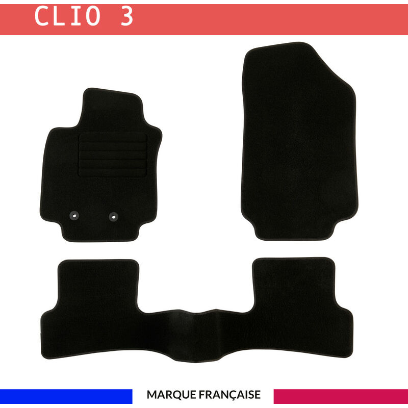 Tapis de voiture - Sur Mesure pour clio 3 (2005 - 2014) - 3 pièces - Tapis de sol antidérapant pour automobile
